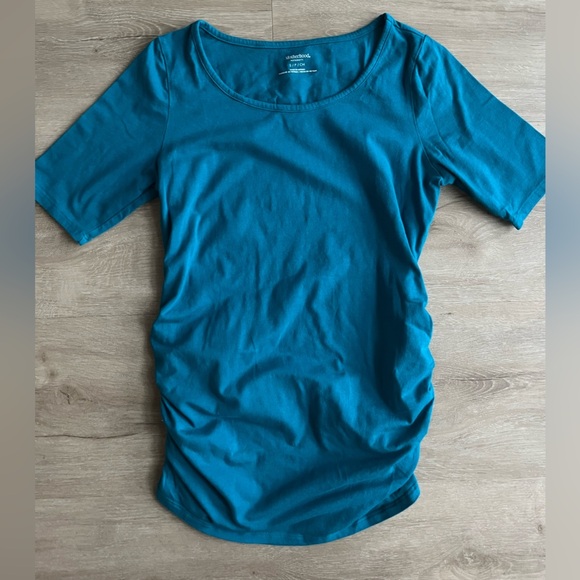 Motherhood Maternity Short Sleeve Cotton Shirts Set of 2 SZ S Red Blue - Picture 6 of 8